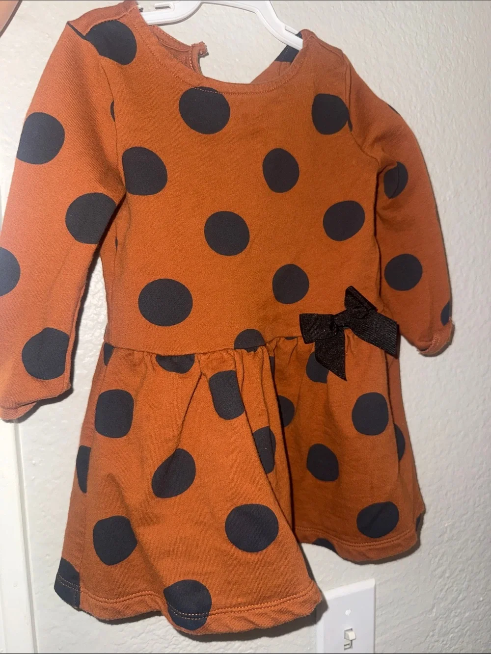 Carter's Rust Orange & Black Polka Dot Long Sleeve Dress